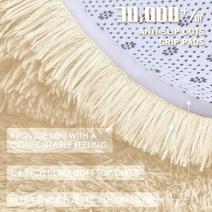 OLANLY Area Rugs for Living Room Bedroom, Machine Washable 4x5.9 ft Soft Fluffy Shaggy Bedside Rug, Indoor Floor Carpet for Kids Girls and Boys, Dorms, Nursery Rooms, Home Decor Aesthetic, Cream