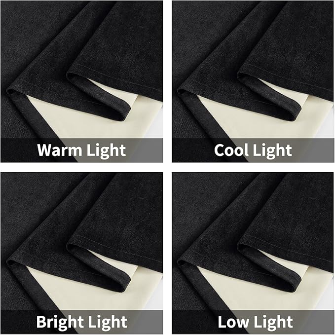 Joydeco 100% Blackout Velvet Curtains for Bedroom 120 Inches Long 2 Panels, Back Tab/Rod Pocket Living Room Drapes, Thermal Insulated Soundproof Heavy Duty Curtains for Windows,52W x 120L,Black