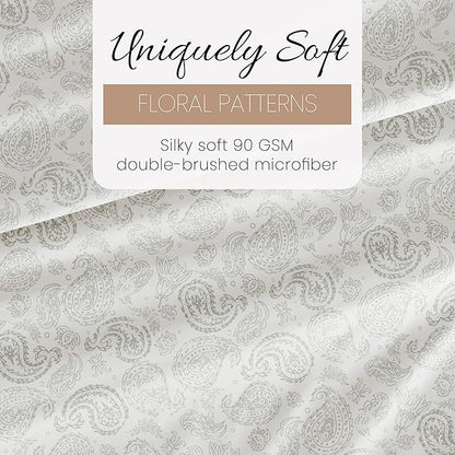 Linen Market 4 Piece California King Bedding Sheet Set (Gray Floral) - Sleep Better Than Ever with These Ultra-Soft & Cooling Bed Sheets for Your Cal King Size Bed - Deep Pocket Fits 16" Mattress