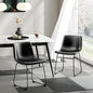 Dining Chairs Set of 2, 18 Inch Faux Leather Kitchen Dining Chairs with Back, Modern Armless Dining Room Chair with Metal Legs for Home Bistro Coffee Shops (Black)
