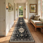 Area Rugs 2'6''x12' Washable Non-Slip, Floral Vintage Distress Print Pattern Medallion Carpet for Living Room Bedroom Dining Room, Black Brown Neutral Dark Tan