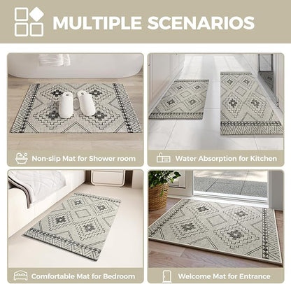 Indoor Door Mat 20"x31",Beige Door Mats Indoor Entrance Dirt Resistant & Absorbent, Non-Slip Rubber Backing Front Door Mats,Washable Low-Profile Doormat for Entryway, Inside Home Entrance