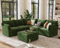 ABCASA 103.5" Oversized Modular Sectional Sofa, L Shaped Convertible Couch with Movable Ottoman, Large 6 Seat Corner Couches for Living Room Deep Seat- Green Chenille