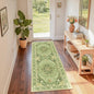 Area Rugs 2'x6' Washable Non-Slip, Floral Vintage Distress Print Pattern Medallion Carpet for Living Room Bedroom Dining Room, Sage Green Yellow