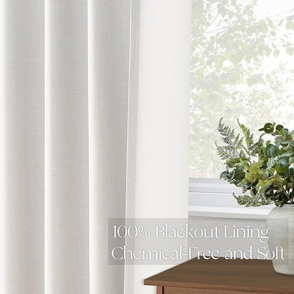 Topfinel 100 Inch Long Black Out Custom Drapery Panels, Double Pinch Pleated Window Coverings, Kids Summber Boho Farmhouse Heat Blocking Sound Block Back Tab Curtains for Patio Sunroom Bay Window