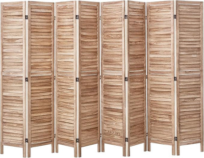 VEVOR Wood Room Divider, 8 Panel Wood Folding Privacy Screen, 66.9 Inches Tall Indoor Louvered Partition Divider, Portable Decoration Screen, for Room Separation, Home, Office, Restaurant & Bedroom