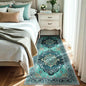 Area Rugs 3'x7' Washable Non-Slip, Floral Vintage Distress Print Pattern Medallion Carpet for Living Room Bedroom Dining Room, Teal Green Lake Blue Turquoise