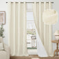 60 Inch Wide Linen Blackout Curtains for Living Room/Bedroom 84 Inch Length 2 Panels, Total Black Out Thermal Insulated Soundproof Grommet Boho Window Drapes White Liner for Modern Farmhouse, Cream