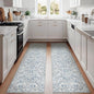 jinchan Lima Kitchen Runner Rug 3x10-2pcs, Bohemian Hallway Washable Rug Floral Non Slip with Rubber Backing Vintage Carpet Runner for Bedroom Bathroom Laundry Room Living Room Decor Blue