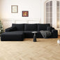 108" Sectional Couches for Living Room Modern Modular Sofa with L-Shape Couchs Upholstered Boneless Couch Deep Seat Sectional Couch with Chaise (Black, Left Facing Chaise+2Seaters)
