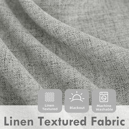 DriftAway Double Layer Linen Blackout Tie Up Curtains Thermal Insulated Fully Lined Balloon Roman Shade Bathroom Window Adjustable Rod Pocket for Small Window 25 Inch by 47 Inch Gray
