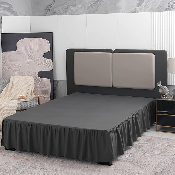 Black Bed Skirt Twin Size Ruffled Bed Skirt with Split Corners, Twin Bed Skirt 14 Inch Drop,Twin Size Bed Skirt Black for Ruffled Bed Skirt with Split Corners, Bed Skirt Twin Size