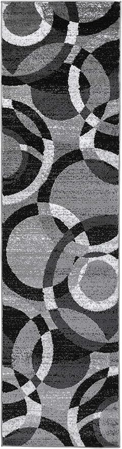 Rugshop Contemporary Abstract Circles Perfect for high Traffic Areas of Your Living Room,Bedroom,Home Office,Kitchen Runner Rug 2'7" x 8' Gray
