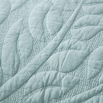 MarCielo 100% Cotton Quilt Set - 3-Piece Embroidered Farmhouse Bedspread & Shams, All-Season Breathable Bedding(Aruba Blue,King)