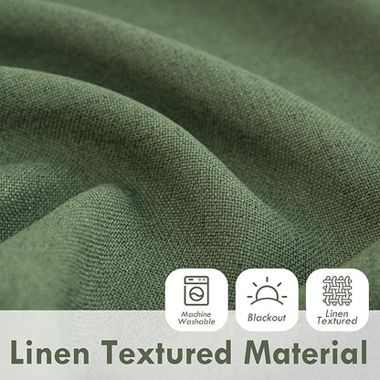 DriftAway Double Layer Linen Blackout Tie Up Curtains Thermal Insulated Fully Lined Balloon Roman Shade Bathroom Window Adjustable Rod Pocket for Small Window 25 Inch by 47 Inch Olive Green