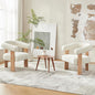 VKNOW Accent Chairs Set of 2, Modern Upholstered Living Room Chair Armchair with Solid Wood Legs, Comfy Barrel Arm Chairs for Living Room Bedroom, Cream