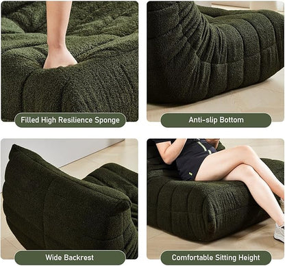 Bean Bag Chair, Fireside Chair Bean Bag Sofa Large Bean Bag Chair for Adults, Bean Bag Chairs for Teens with High Density Comfortable Foam, Memory Foam Lazy Sofa for Living Room, Bedroom (Green)