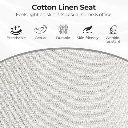 Zouron Accent Chair with Wooden Legs, Swivel Desk Chairs No Wheels, Upholstered Armchair Vanity Chair for Small Space Home Office Living Room Bedroom, Beige and Natural Wood