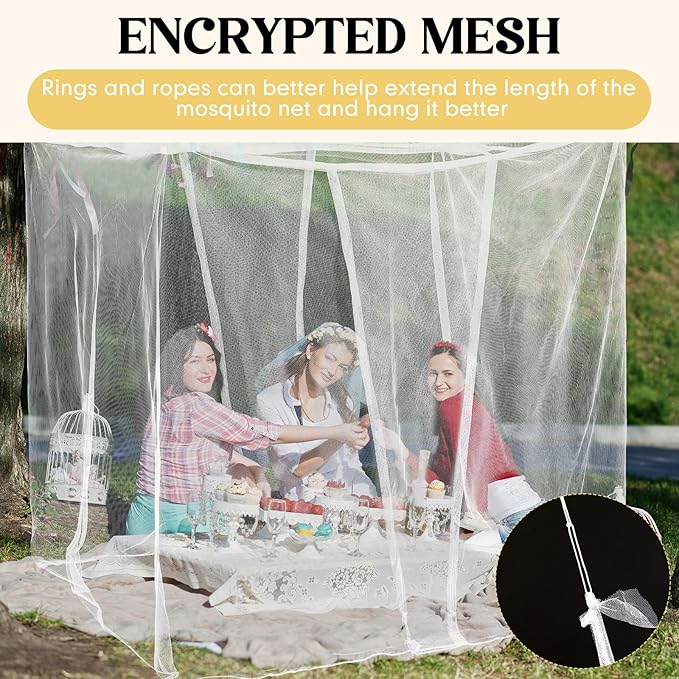 4 Corners Mosquito Net for Mosquiteros para Camas Bed Canopies Netting Bed Drapes Rectangular Mosquito Mesh for Camping Home Outdoor Travel(White B,L79 X W87 X H71 Inch,2 Opening)