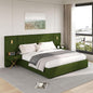 DEINPPA Luxury King Bed Frame with Built-in Gold LED Lights and Nightstands, King Size Platform Bed with Oversize Upholstered Headboard, No Box Spring Needed-Green