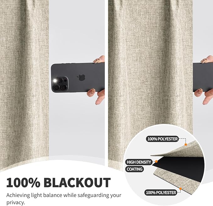 WdFour 24x18 Inch Pinch Pleated Blackout Cafe Curtains - Pack of 2, 100% Light Blocking Back Tab Drapes for Half Windows, Kitchen & Bathroom Short Curtains in Hemp Gray