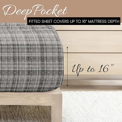 Linen Market Double-Brushed Patterned Microfiber Twin Sheet Set 3 Piece – Oeko-TEX Certified Ultra Soft & Wrinkle-Free - 16" Deep Pocket Sheets - Easy Care Twin Size - Polka Dot Gray