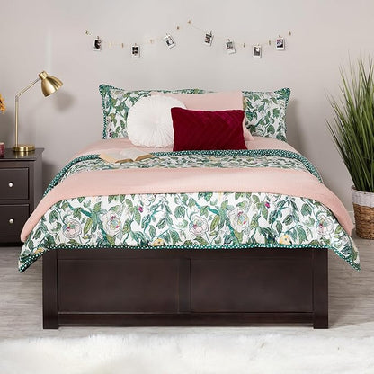 AFI Concord Queen Size Platform Bed with Footboard & Twin XL Trundle in Espresso