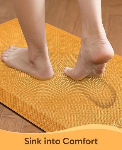 Ophanie Kitchen mats for Floor, 3/4 inch Thick, Kitchen Rugs, 20''x39'' Anti Fatigue Standing Cushioned Mat, Waterproof,Comfort Ergonomic mat for Office, Home, Sink,Orange Non-Slip Bottom