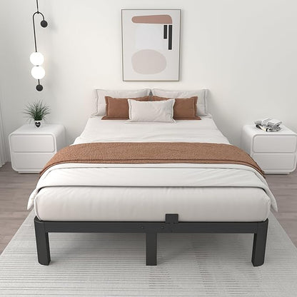ITIMIDI 10 Inch Bed Frame King Size with Metal Gaskets, No Box Spring Needed, Heavy Duty Steel Support 3000 LBS, DIY Headboard, Anti-Slip Mattress Stopper, Round Corner Leg, Easy Assembly, Black