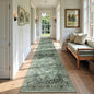 Area Rugs 2'6''x14' Washable Non-Slip, Floral Vintage Distress Print Pattern Medallion Carpet for Living Room Bedroom Dining Room, Dark Green Gray