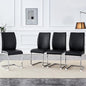 Dining Chairs Set of 4,Black Faux Leather Dining Chairs,Upholstered Kitchen Chairs with High Back,Modern Armless Side Chairs with Sturdy Chrome Plated Metal Legs for Living Room