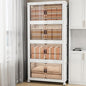 Storage Bins with Lids and Wheels, 660QT-165QT*4Tier Collapsible Bathroom Storage Cabinet with Clear Doors, Plastic Stackable Closet Organizers and Containers White