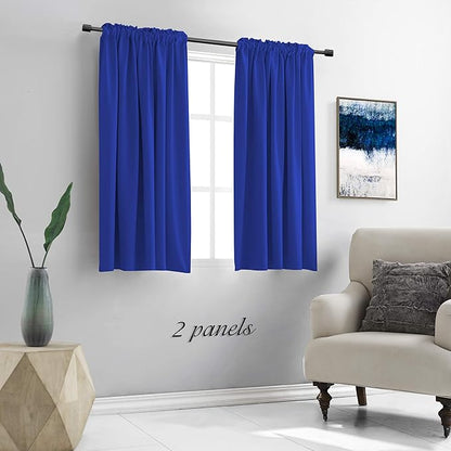 DONREN 54 Inch Length Royal Blue Blackout Curtain Drapes for Boys Bedroom - 2 Panels Rod Pocket Energy Saving Solid Curtains (42 x 54 Inches Long)