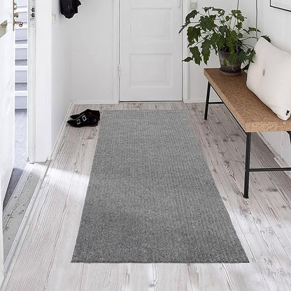 Ottomanson Mud Mat 2'7" x 3' Entryway Rug - Non-Slip Scraper Doormat for Muddy Paws, Dirt Trapping Indoor/Outdoor Mat for High-Traffic Areas, Kitchen, Garage, Patio, Gray