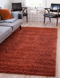 Unique Loom Solid Shag Collection Area Rug (8' x 11' Rectangle, Terracotta)