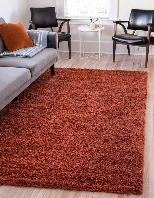 Unique Loom Solid Shag Collection Area Rug (2' 2" x 3' 1" Rectangle, Terracotta)