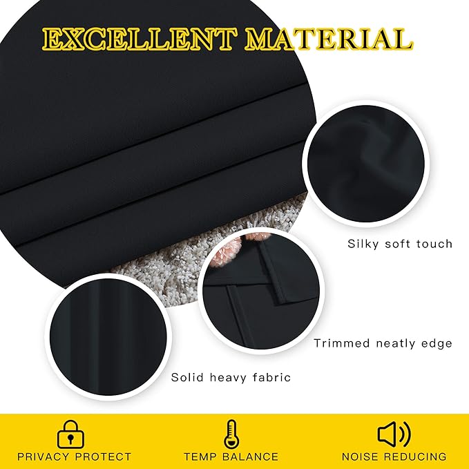 NICETOWN Black Out Kitchen Window Curtains Over Sink, Grommet Blackout Window Treatments Thermal Drapes for Cafe/Basement, 2 Panels, W52 x L36
