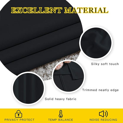 NICETOWN Black Out Kitchen Window Curtains Over Sink, Grommet Blackout Window Treatments Thermal Drapes for Cafe/Basement, 2 Panels, W52 x L36