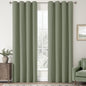 ChrisDowa 100% Blackout Linen Curtains, 2 Panels Set Thermal Insulated Room Darkening Curtains for Living Room, Privacy Grommet Window Curtains for Bedroom (Sage Green, 52 x 120 Inch)