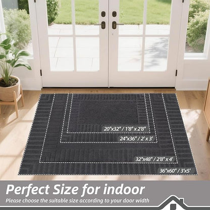 BEQHAUSE Door-Mat Non-Slip Front Doormat Low-Profile Entrance Mats for Front Door Entry Resist Dirt Washable Doormat Absorbent Entryway Door Mat,Dark Grey,32"x48"