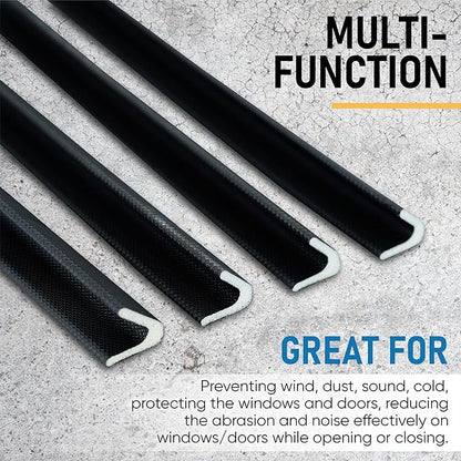 Adhesive V Shape Weatherstrip, Weather Stripping Door Seal Strip Foam Door Frame Insulation Side Jamb Bottom Groove Gap Filler Soundproof V Weatherstripping (Black, 1/2 in x 1/2 in x 26 Ft)