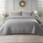 Kasentex Quilt Mini Set - Stone Washed - Super Soft Bedspread - Light Weight - White Down Alternative Microfiber Fill - Machine Washable - Solid Colors, Full/Queen + 2 Shams, Grey