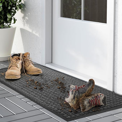 Kuyal Front Door Mat, 2'*3' Door Mat for Inside Outside Entrance,Waterproof Welcome Mats with Non-Slip Backing, Indoor Outdoor Entryway, Commercial Floor Mats, Durable & Easy to Clean, Dark Gray