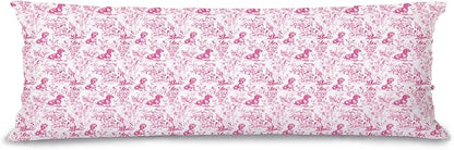 Pink Chinoiserie Dachshund Dog 20x54 Body Pillow Cover with Zipper,Dachshund Weiner Decor,Grandmillennial Pink Weiner Dog Decorative Body Pillow Cases for Bed Couch