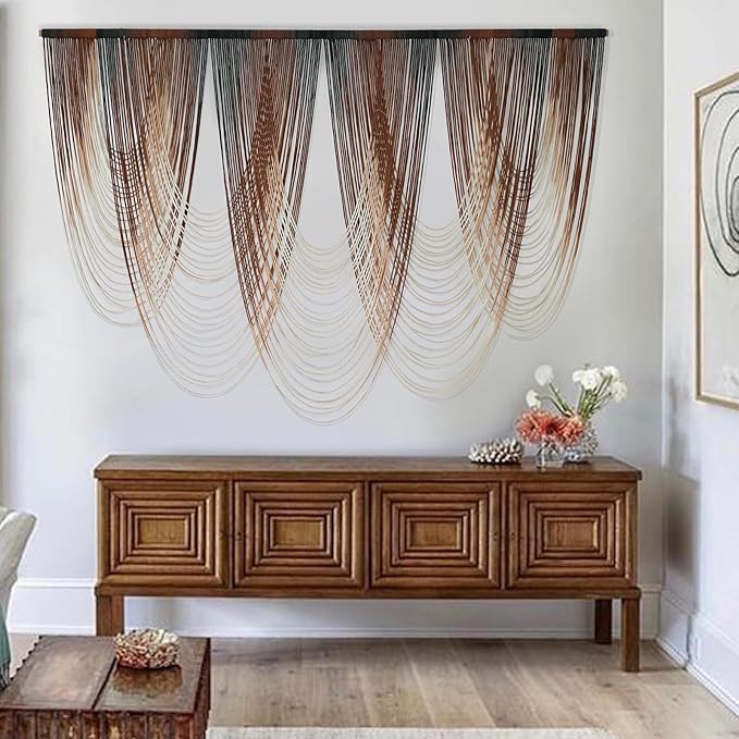 IOWER Macrame Wall Hanging Brown Dip-Dyed Large Macrame Wall Decor For Living Room Boho Fiber Art for Office Decoration 57" W x 41" L