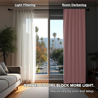Deconovo Solid Back Tab and Rod Pocket Curtains Thermal Insulated Blackout Window Curtains for Living Room 52Wx84L Inch Coral Pink 2 Panels