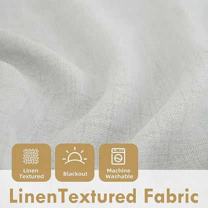 DriftAway Double Layer Linen Blackout Tie Up Curtains Thermal Insulated Fully Lined Balloon Roman Shade Bathroom Window Adjustable Rod Pocket for Small Window 39 Inch by 55 Inch Ivory Cream