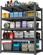 Storage Shelves, Garage Metal Shelving Unit, Adjustable, Double-Layer Column with Reinforced Ribs, Heavy-Duty, Capable of Bearing 600-3600 lbs (Black, 45''W*20''D*71''H, 5-Tier)