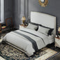 Full Size Bed Frame with Headboard, 56" Upholstered Platform Bed with Nailhead Trim, Soft Boucle Fabric, No Box Spring Needed, Easy Assembly, White