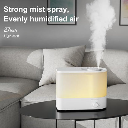 MEGAWISE 2025 Large Capacity Humidifier, 6L Top Fill Design, 50H Runtime, Ultra Quiet Large Capacity Cool Mist for Bedroom, Baby Nursery, Plants, Indoor, Easy to Clean & Fill (White)